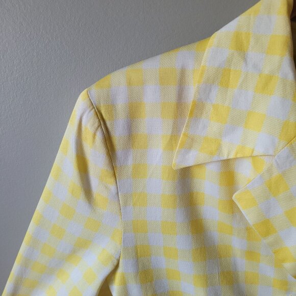 Marina Sitbon for Kamosho Paris Yellow Gingham Cropped Jacket 1980s Vintage - Picture 7 of 16